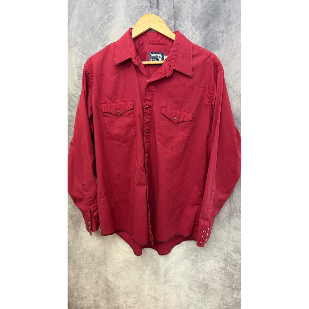 Wrangler 90s Retro‎ Cowboy Cut Western Shirt 17.5 x 35 Red Pearl Snap USA Made